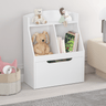Kids Bookshelf with Drawer and Wheels, Children's Book Display, Wooden Bookcase, Toy Storage Cabinet Organizer, WhiteMUTUKISPACE