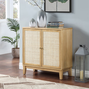 Buffet Cabinet with Storage,Storage Cabinet with Natural Rattan Decorated Doors,Rattan Cabinet with Adjustable Shelf,Sideboard for Living Room,Kitchen,Hallway,2 doors, storage, NaturalMUTUKISPACE