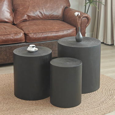 Set of 3 Nautral Wood Coffee Table with clear and visible tree ringsMUTUKISPACE