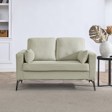 Loveseat Living Room Sofa,with Square Arms and Tight Back, with Two Small Pillows,Corduroy BeigeMUTUKISPACE