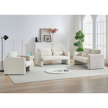 Two 60"Corduroy Fabric Sofa with 33" Single Sofa, Modern Sofa with Support Pillow, for Apartment, Office, Living Room & BedroomMUTUKISPACE