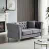 60.2" Chesterfield Sofa Beige Velvet for Living Room, 2 Seater Sofa Tufted Couch with Metal Foot and Nailhead for Living Room, Bedroom, Office, Apartment, two pillowsMUTUKISPACE