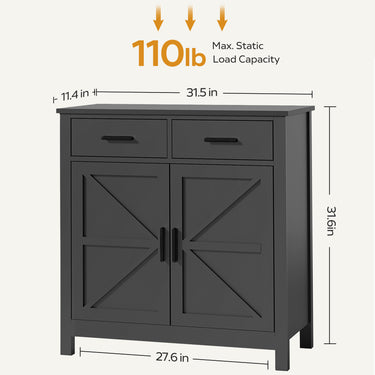 Kitchen Storage Cabinet, Modern Farmhouse Buffet Cabinet with Storage, Coffee Bar with 2 Drawers and 2 Doors, Floor Sideboard Buffet for Living Room, Dining Room, Bathroom, (Black)MUTUKISPACE