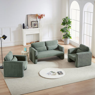 60"Corduroy Fabric Sofa with Two 33" Single Sofa, Modern Sofa with Support Pillow, for Apartment, Office, Living Room & BedroomMUTUKISPACE