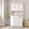 71" Kitchen Pantry Storage Cabinet with Microwave Oven Countertop, Freestanding Hutch Cabinet with Adjustable Shelves, 6 Doors and 1 Drawer - WhiteMUTUKISPACE