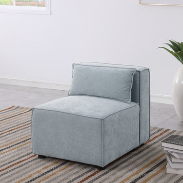 modular sofa Grayish blue chenille fabric, simple and grand, the seat and back is very soft. this is also a KNOCK DOWN sofaMUTUKISPACE