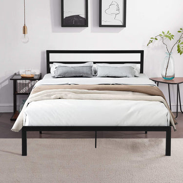 Queen Size Metal Bed Frame with Headboard BlackMUTUKISPACE