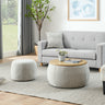Round Storage Ottoman, 2 in 1 Function, Work as End table and Ottoman,with small seat,Light grey(25"x25"x14.7")MUTUKISPACE