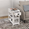 Narrow Sided Table with Drawers and Bottom Partition in Flip Over Design - WhiteMUTUKISPACE