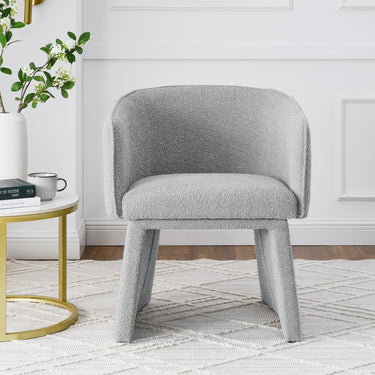 Modern style simple and elegant chair, grey leisure chair, suitable for dining/bedroom/living room/reception desk (assembly required) - GreyMUTUKISPACE