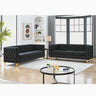 Velvet Sofa for Living Room,Buttons Tufted Square Arm Couch, Modern Couch Upholstered Button and Metal Legs, Sofa Couch for Bedroom, Black Velvet ,2PCSMUTUKISPACE