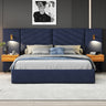 Modern King Upholstered Platform Bed Frame with Wingback Tufted Headboard, Velvet Fabric, No Box Spring Needed, Royal BlueMUTUKISPACE