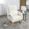 Welike 27.5 "W Modern Accent High Back Living Room Casual Armchair Rocker with One Lumbar Pillow, Two Side Pockets,Teddy White (Ivory)MUTUKISPACE