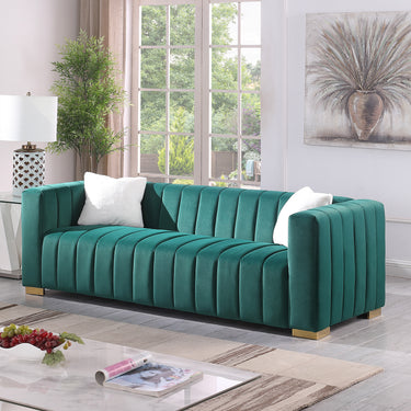 A modern channel sofa take on a traditional Chesterfield,Dark Green color,3 SeaterMUTUKISPACE