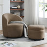 Welike Swivel barrel chair, living room swivel chair with round storage chair, 360 ° swivel club chair, nursery, bedroom, office, hotel with upholstered modern armchair, teddy fabricMUTUKISPACE
