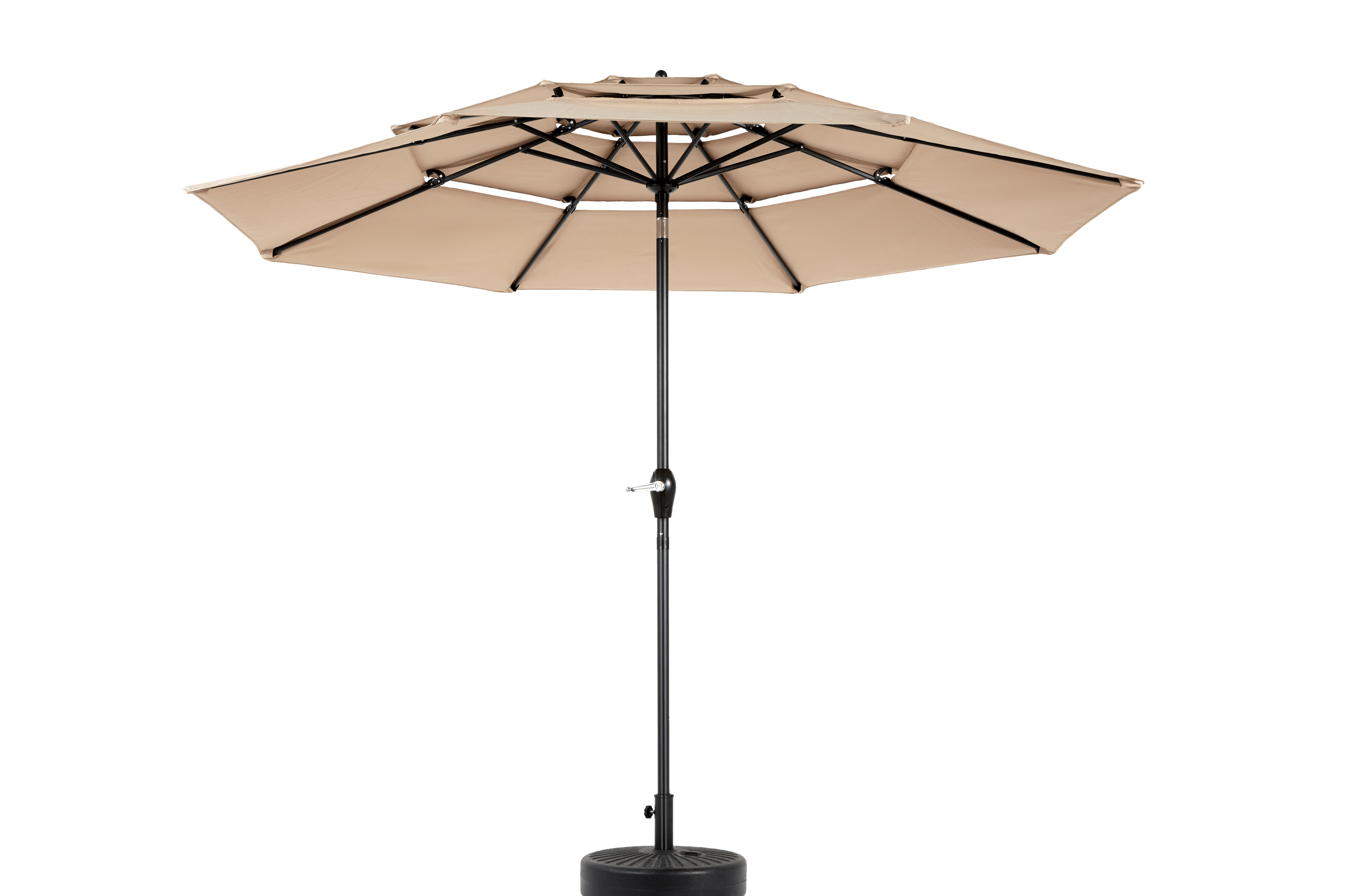 carribean joe khaki umbrella patio 10ft Aluminum 3-Tier Auto-Tilt Patio Umbrella (Khaki, Base Not Include – MUTUKISPACE