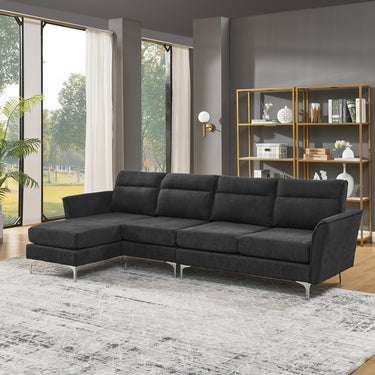 Modern Sofa 3 - Seat Couch with Stainless Steel Trim and Metal Legs for Living Room,New package compression sofa technology,blackMUTUKISPACE