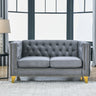 Velvet Sofa for Living Room,Buttons Tufted Square Arm Couch, Modern Couch Upholstered Button and Metal Legs, Sofa Couch for Bedroom, Grey Velvet - 2S(W834S00051)MUTUKISPACE
