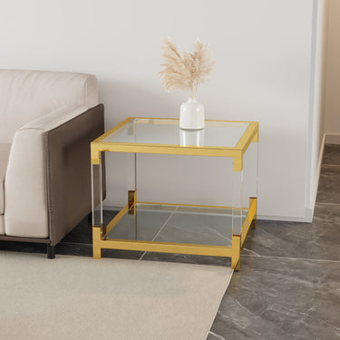 Modern minimalist style gold metal frame with acrylic leg coffee table CS - 1195 - 1MUTUKISPACE