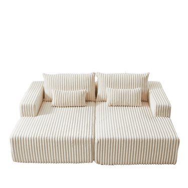 87" Oversized Sectional Lounge Chaise,No Assembly Required,Cloud Plush Loveseat with Reclining Sofa Bed,Fluffy Modern Sleeper Chair for Indoor Living Room BedroomMUTUKISPACE