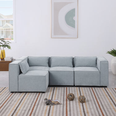 modular sofa Grayish blue chenille fabric, simple and grand, the seat and back is very soft. this is also a KNOCK DOWN sofaMUTUKISPACE