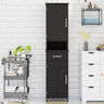 Double Door Narrow Height Slim Floor Standing Cabinet with 2 Adjustable Shelves - BlackMUTUKISPACE
