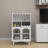 Living room White wine cabinet with removable wine rack and wine glass rack, a glass door cabinetMUTUKISPACE