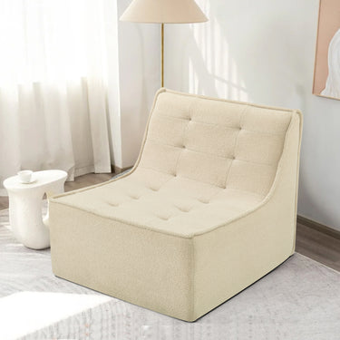 Fireside Chair, Lazy Floor Sofa Couch, Large Bean Bag Chair for Adults with High Resilience Foam for Living Room, Bedroom and Office, Velvet Fabric, KhakiMUTUKISPACE