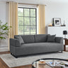 Linen Fabric 3 Seat Sofa with Two End Tables and Two Pillows, Removable Back and Armrest, Morden Style Upholstered 3 - Seat Couch for Living RoomMUTUKISPACE