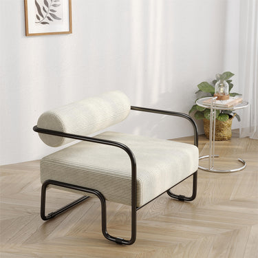 Living room iron sofa chair, lazy individual chair, balcony leisure chair (Color: Beige)MUTUKISPACE
