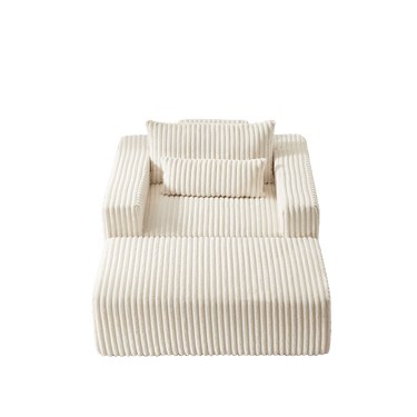 75 - Inch Corduroy foam Sofa Lounge Chair with Removable footrest,No Assembly Required,Fluffy Modern Sleeper Chair for Indoor Living Room BedroomMUTUKISPACE