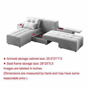 Convertible 3 in 1 Sleeper Sofa and Sectional Sofa with 4 Storage Space for Living Room,Corduroy Couch With 4 pillows,CorduroyMUTUKISPACE