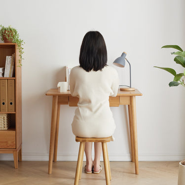 Desk solid wood natural wood computer desk study oak natural wood PC desk dressing table slim solid wood with drawerMUTUKISPACE