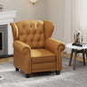 Modern Tufted Push Back Armchair Technical Leather Chair, Adjustable Single Sofa Chair with Sturdy Wood Legs for Bedroom, Living Room, Small Space(Color:ORANGE)MUTUKISPACE