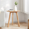 Round End Table - Small End Table Side Table Coffee Table Bedside Table Night Stand for Living Room Bedroom & Balcony, Natural Solid Oak Wood Easy to AssembleMUTUKISPACE