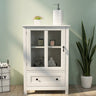 Buffet storage cabinet with single glass doors and unique bell handleMUTUKISPACE