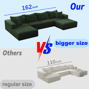 Oversized foam cloud sofa,Modern Upholstered Sectional Sofa Couch Set,Modular 162" L Shaped Sectional Living Room Sofa Set With 6 Pillows,Free Combination Sofa Couch for Living Room,BedroomMUTUKISPACE