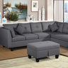 Sectional Sofa Set for Living Room with Right Hand Chaise Lounge and Storage Ottoman (Grey)MUTUKISPACE