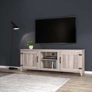 TV Stand Storage Media Console Entertainment Center With Two Doors, Grey WalnutMUTUKISPACE
