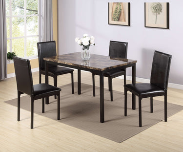 Furniture 5 Piece Metal Dinette Set with Faux Marble Top - Black,dinning set,table&4 chairsMUTUKISPACE