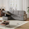 85.8" Pull Out Sleeper Sofa L - Shaped Couch Convertible Sofa Bed with Storage Chaise And Storage Racks,With USB Port And T - pyce PortMUTUKISPACE