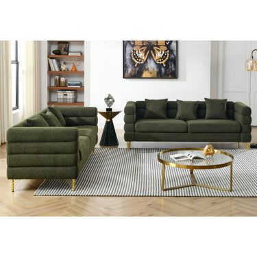 3 - seater + 3 - seater Combination sofa.Green teddyMUTUKISPACE