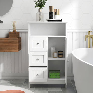 Bathroom standing storage cabinet with 3 drawers and 1 door - WhiteMUTUKISPACE