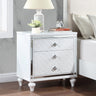 Contemporary Nightstands with mirror frame accents, Bedside Table with two drawers and one hidden drawer, End Table with Crystal Pull for Living Room,Bedroom, WhiteMUTUKISPACE