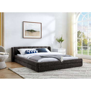 Modern Queen Size Upholstered Platform Bed Frame with Chenille Fabric and HeadboardMUTUKISPACE