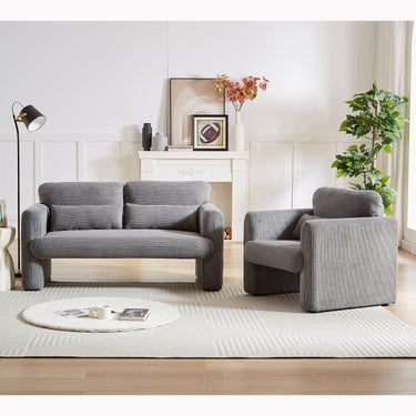 60"Corduroy Fabric Sofa with 33" Single Sofa, Modern Sofa with Support Pillow , for Apartment, Office, Living Room & BedroomMUTUKISPACE