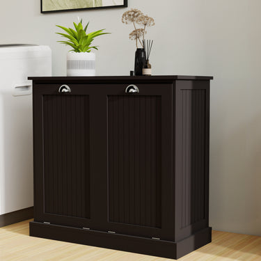 Two - Compartment Tilt - Out Laundry Sorter Cabinet - BlackMUTUKISPACE