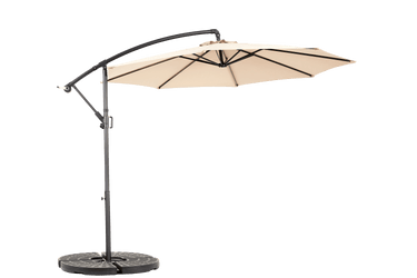 10ft Offset Hanging Market Patio Umbrella Easy Tilt & 8 Ribs (Khaki)MUTUKISPACE
