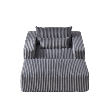 75 - Inch Corduroy foam Sofa Lounge Chair with Removable footrest,No Assembly Required,Fluffy Modern Sleeper Chair for Indoor Living Room BedroomMUTUKISPACE