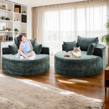 55''L Chenille foam single sofa,No Assembly Required,Fluffy Modern Sleeper Chair for Living room, Bedroom, Lounge and Projection Room(Not a swivel chair.)MUTUKISPACE